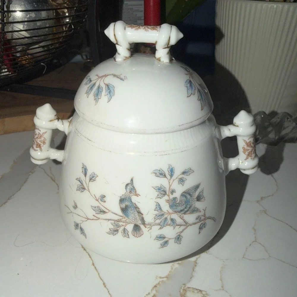 Charles Field Haviland Limoges Schleiger 1300 Blue Floral Tea or Biscuit Jar, 6